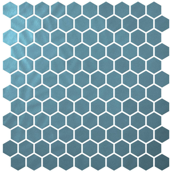 Penny Natureglass Turquoise Matte Non Slip 28.6 x 28.6cm Mosaic Sheet