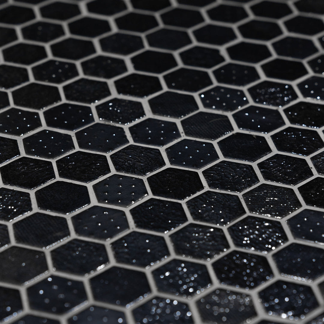 Hex Metal Black 30.1 x 29.0cm Mosaic Sheet