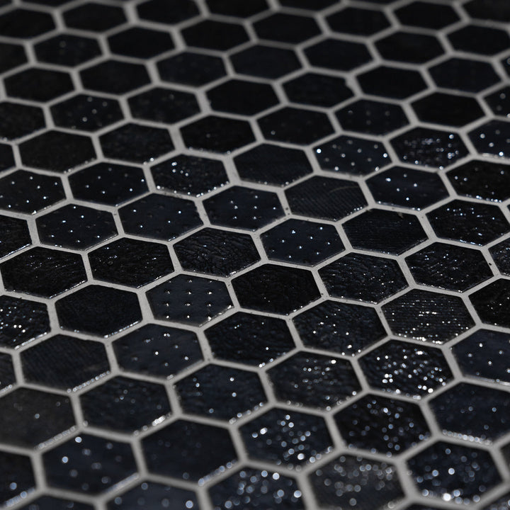 Hex Metal Black 30.1 x 29.0cm Mosaic Sheet