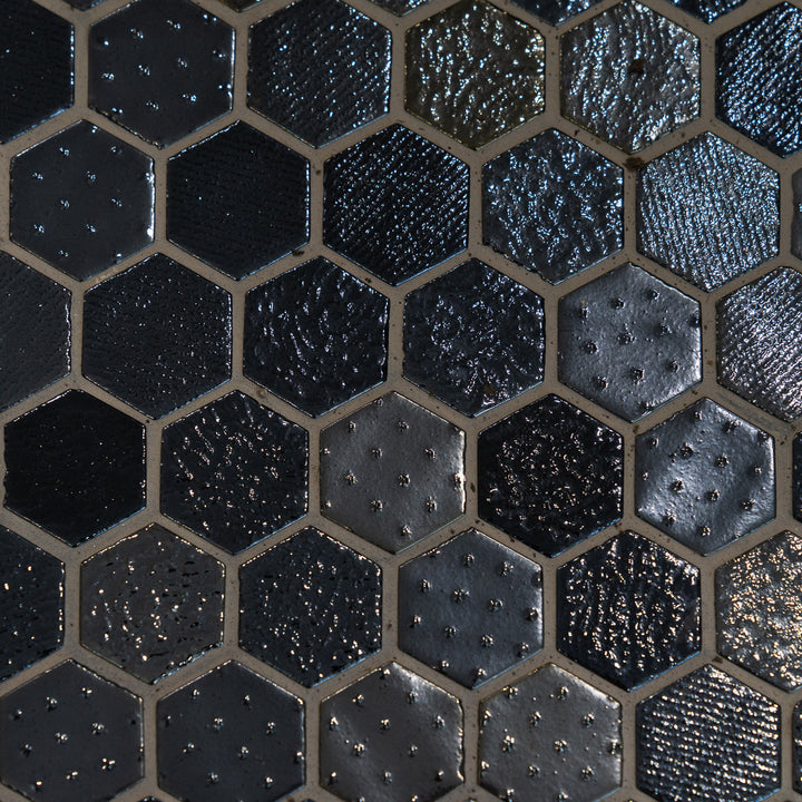 Hex Metal Black 30.1 x 29.0cm Mosaic Sheet