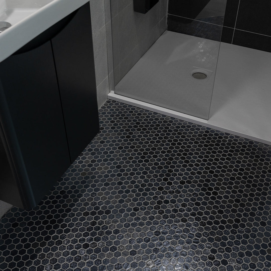 Hex Metal Black 30.1 x 29.0cm Mosaic Sheet