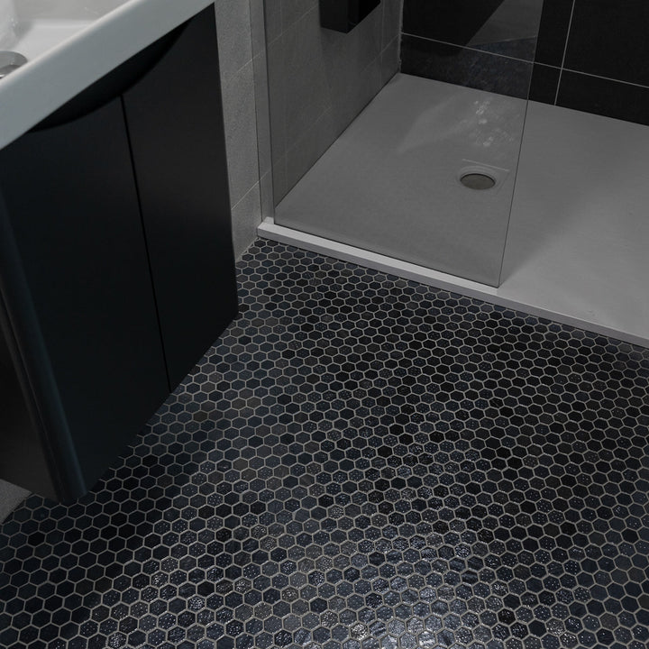 Hex Metal Black 30.1 x 29.0cm Mosaic Sheet