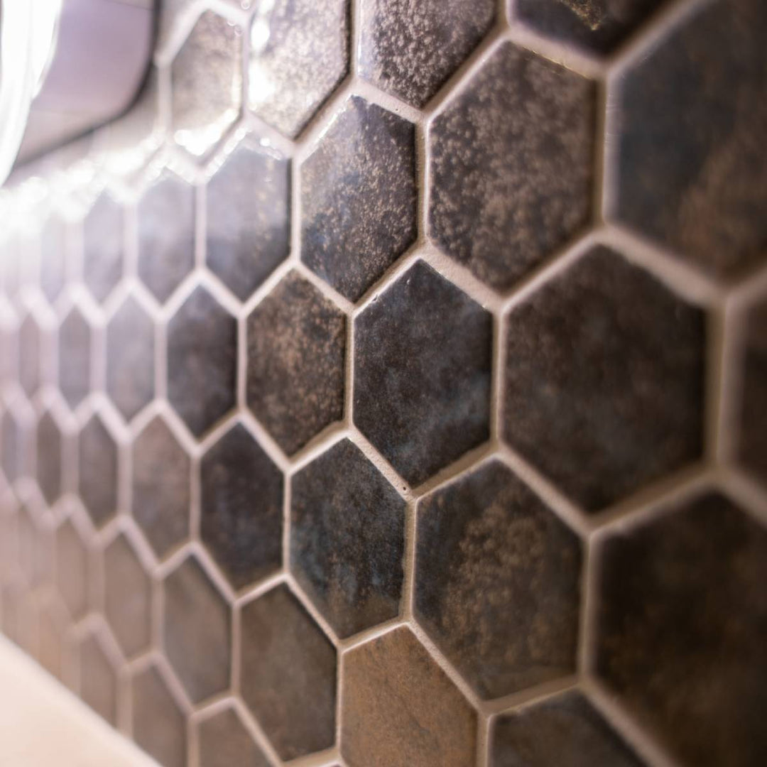 Hex XL Denim Copper 28.6 x 28.4cm Mosaic Sheet