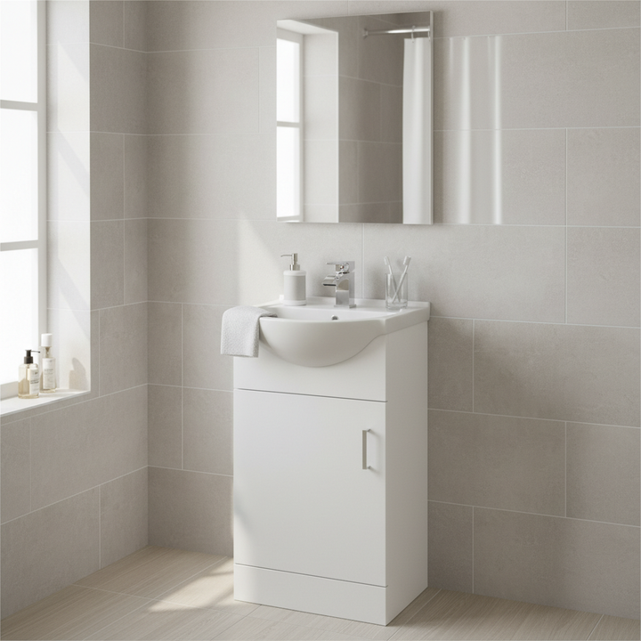 Nuie Mayford 450mm Floorstanding Vanity Unit & Basin - Gloss White