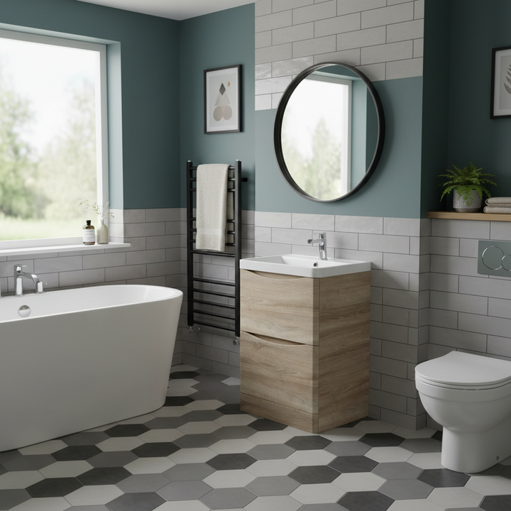 Baltimore 600mm Floorstanding Vanity Unit & Basin - Bardolino Oak