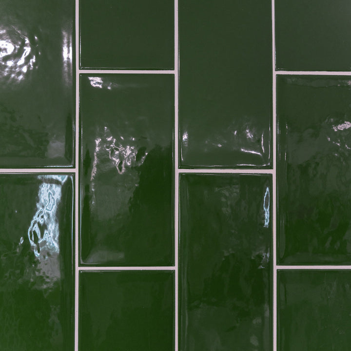 Aqua Flat Verde Bottle Green Metro 10 x 20cm Tile - 1sqm perbox