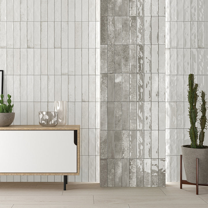 Asly Grey 7.5 x 30cm Brick Wall Tile - 0.56sqm perbox