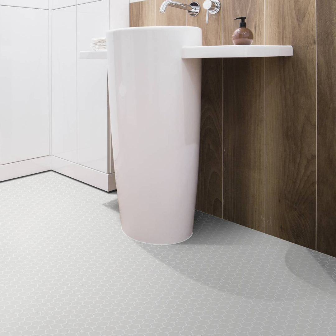 Hex XL Natureglass White Non Slip 28.6 x 28.4cm Mosaic Sheet