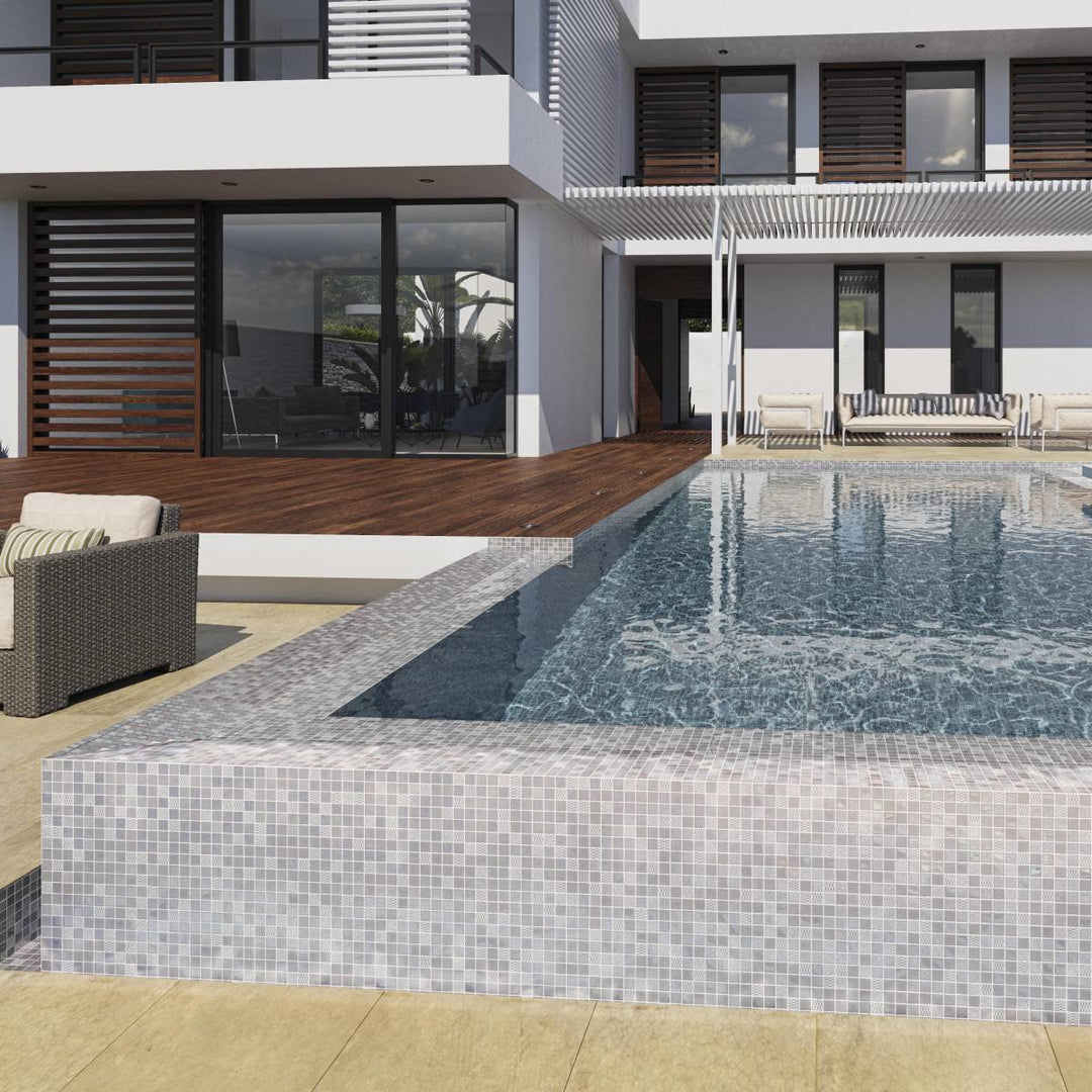 Metal Grey Square 31.1 x 31.1cm Mosaic Sheet