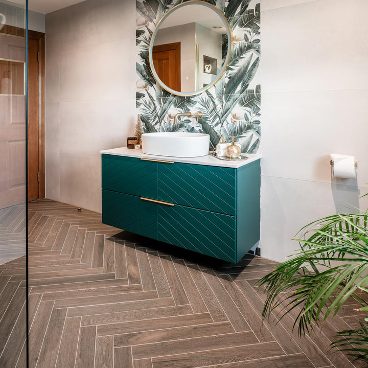 Aspen Oak Herringbone 8 x 59.2cm Porcelain Tile - 0.85sqm perbox