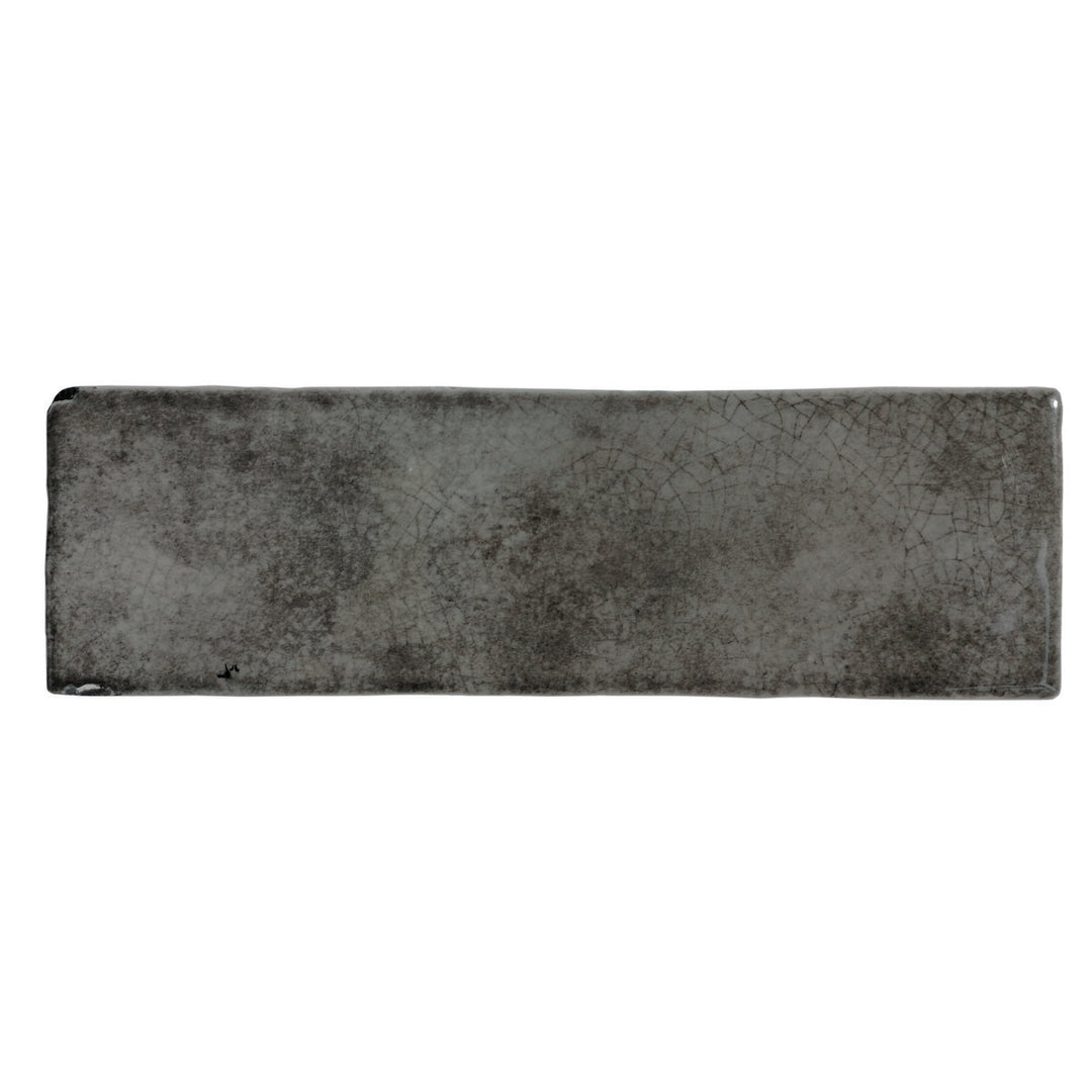 Borgo Crackle  Graphite  6.5 x 20cm White Body Wall Tile - 0.36sqm perbox