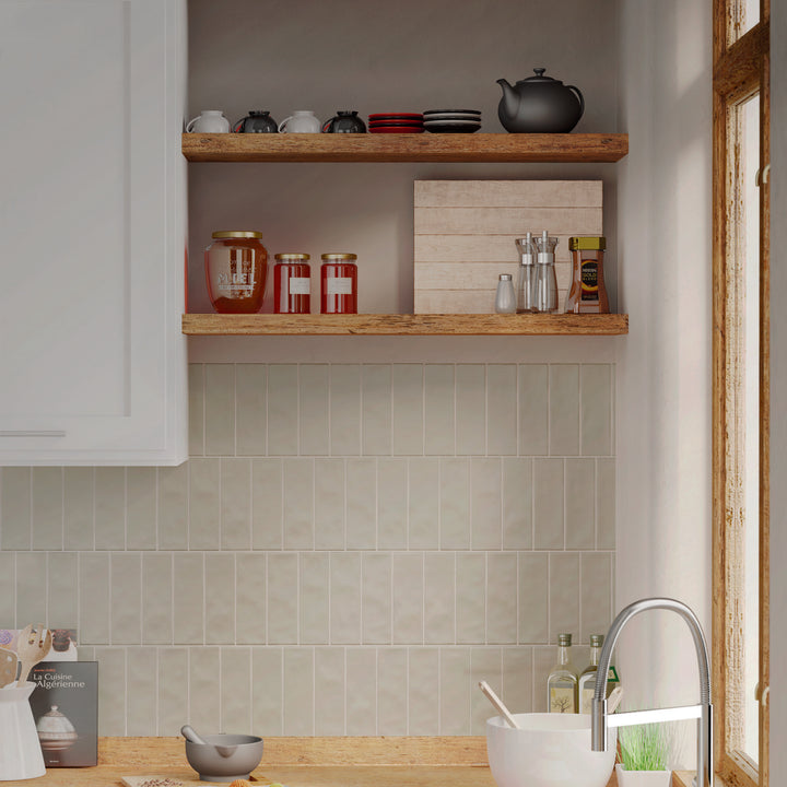 Borgo Matt Soft Grey 6.5 x 20cm White Body Wall Tile - 0.36sqm perbox