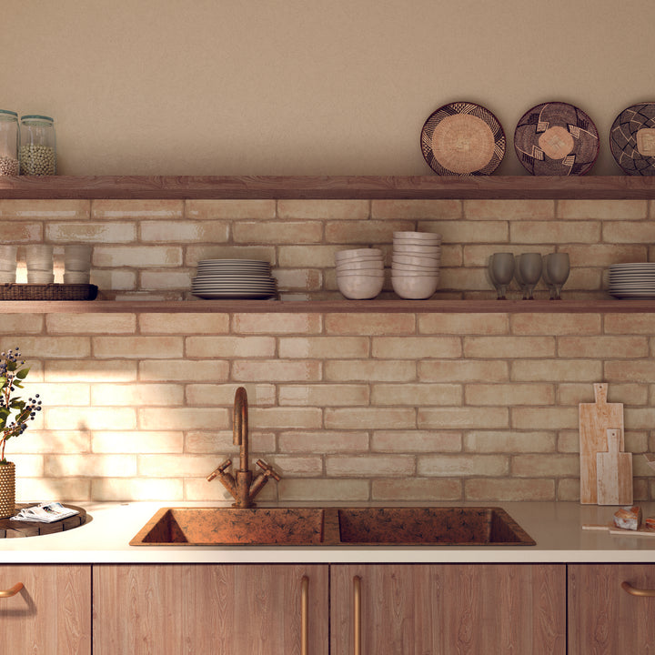 Iris  Beige Cream 7.5 x 30cm  Gloss White Body Wall Tile - 0.59sqm perbox