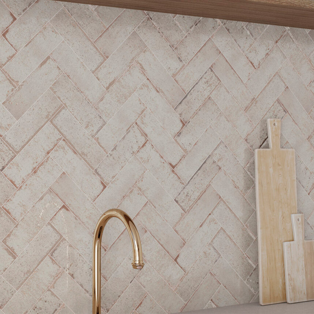 Musa Blanco 6.5 x 20cm Glazed Porcelain Brick Effect Tile - 0.36sqm perbox