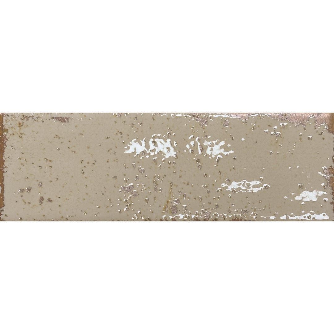 Musa Beige 6.5 x 20cm Beige  Gloss Porcelain Wall Tile - 0.36sqm perbox
