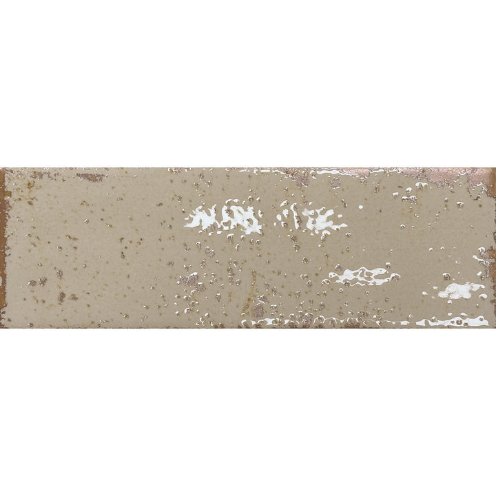 Musa Beige 6.5 x 20cm Beige  Gloss Porcelain Wall Tile - 0.36sqm perbox