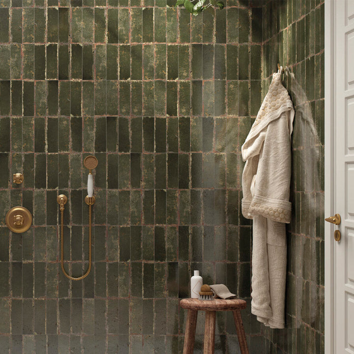 Musa Olivia 6.5 x 20cm Glazed Porcelain Brick Effect Tile - 0.36sqm perbox