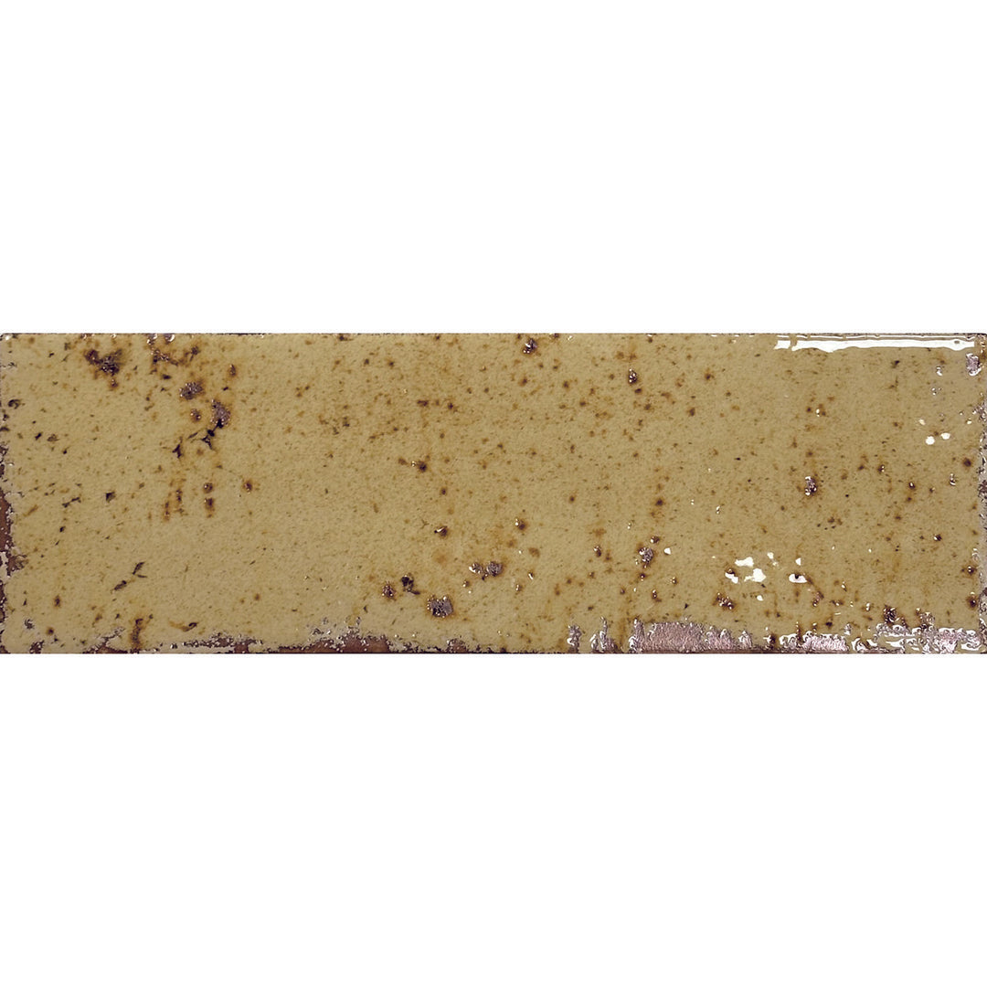 Musa Ocre Mustard 6.5 x 20cm Beige  Gloss Porcelain Wall Tile - 0.36sqm perbox