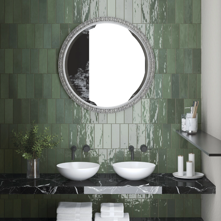 Nolita Verde Green 6.5 x 20cm  Gloss Porcelain Wall Tile-0.36 sqm perbox