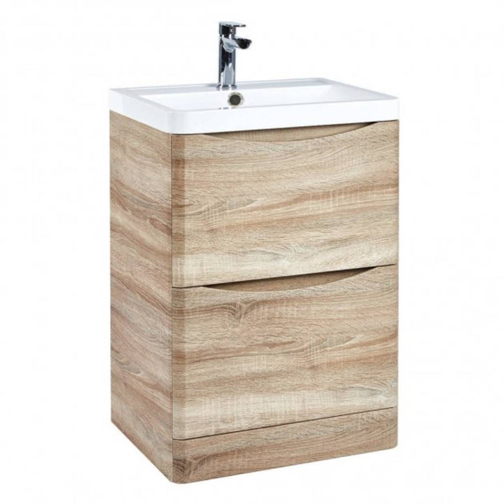 Baltimore 600mm Floorstanding Vanity Unit & Basin - Bardolino Oak