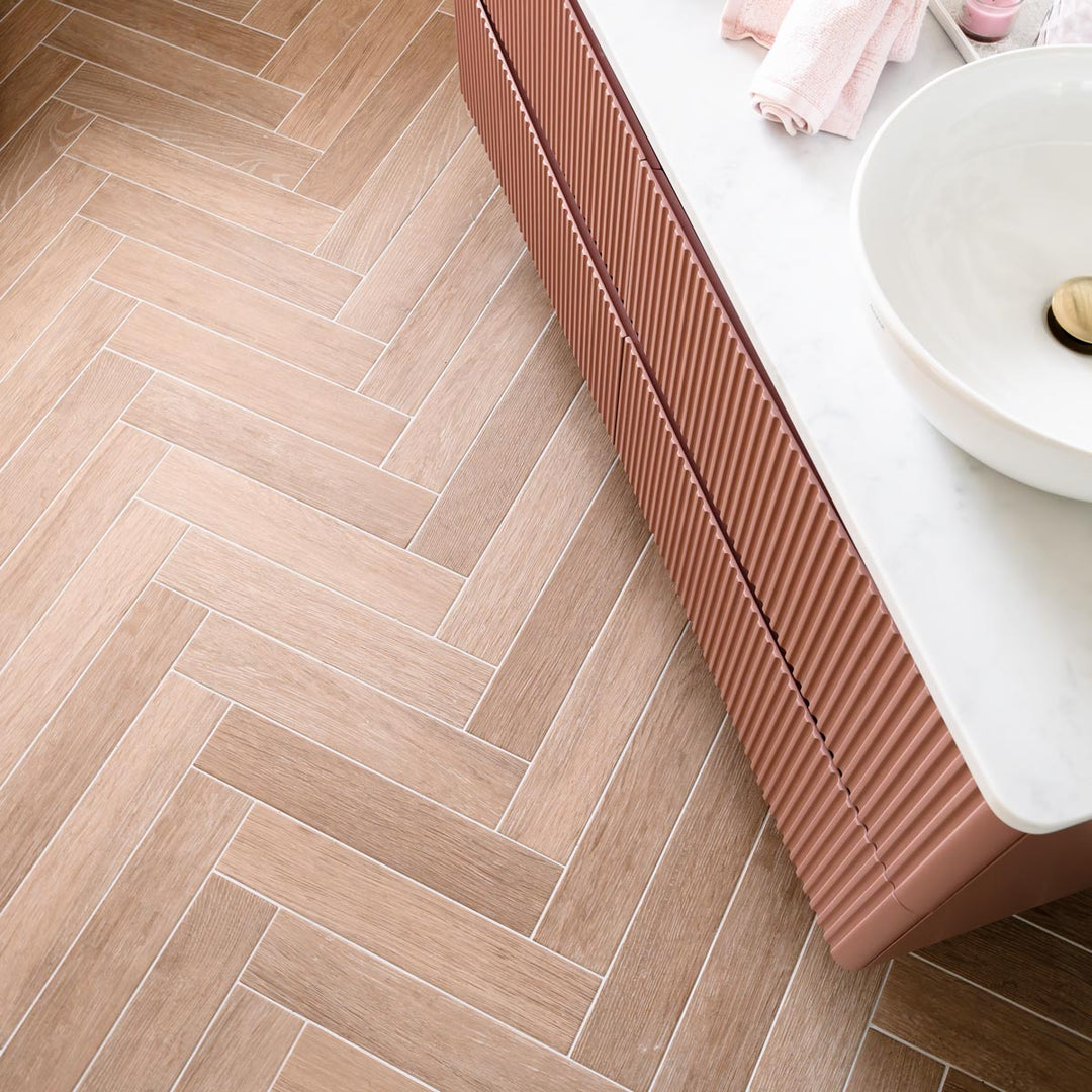 Burdeos Wood Herringbone 9.9 x 49.2cm Porcelain Tile - 0.73sqm perbox