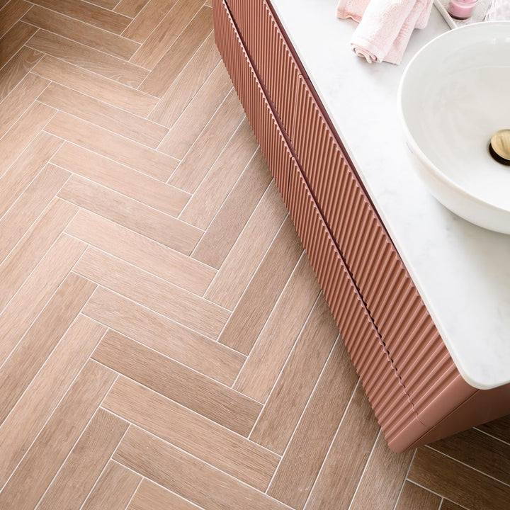 Burdeos Wood Herringbone 9.9 x 49.2cm Porcelain Tile - 0.73sqm perbox