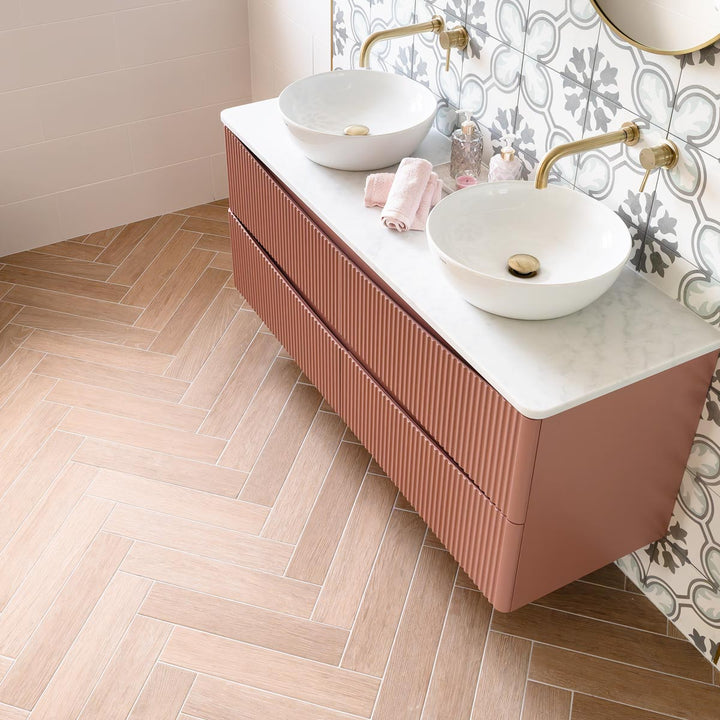 Burdeos Wood Herringbone 9.9 x 49.2cm Porcelain Tile - 0.73sqm perbox