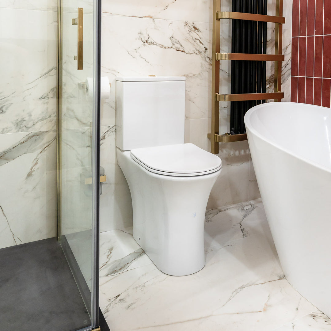 Cali Comfort Height Rimless Open Back Toilet with Cyclone Flush & Soft Close Seat