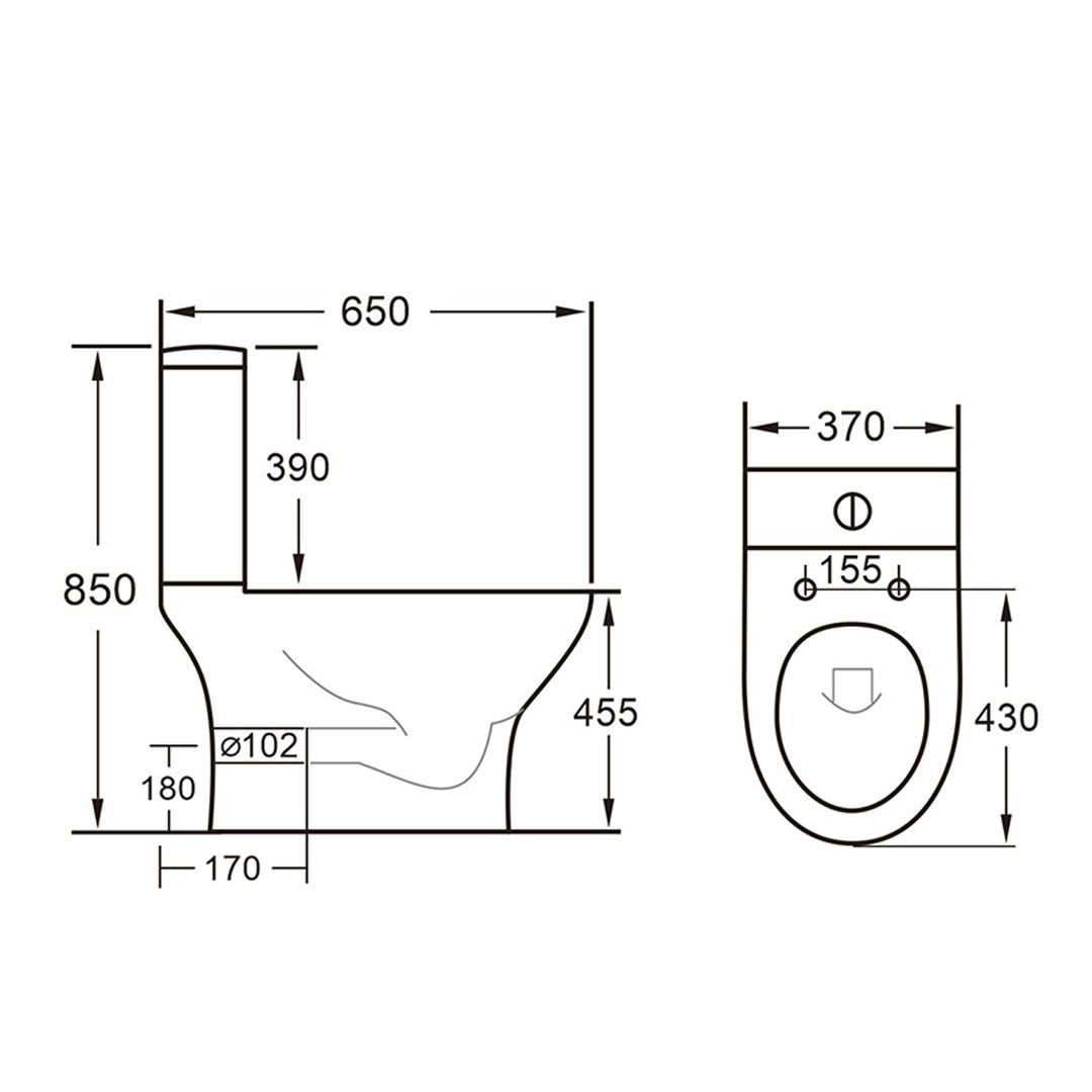 Cali Comfort Height Rimless Open Back Toilet with Cyclone Flush & Soft Close Seat
