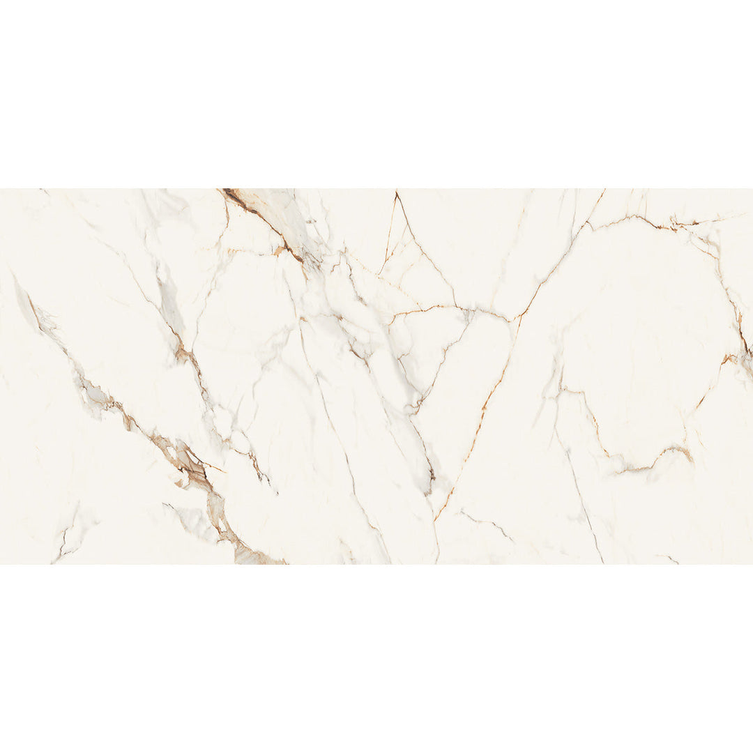 Aversa Staturio White Polished 60 x 120 Rectified Porcelain Tile - 1.44sqm perbox