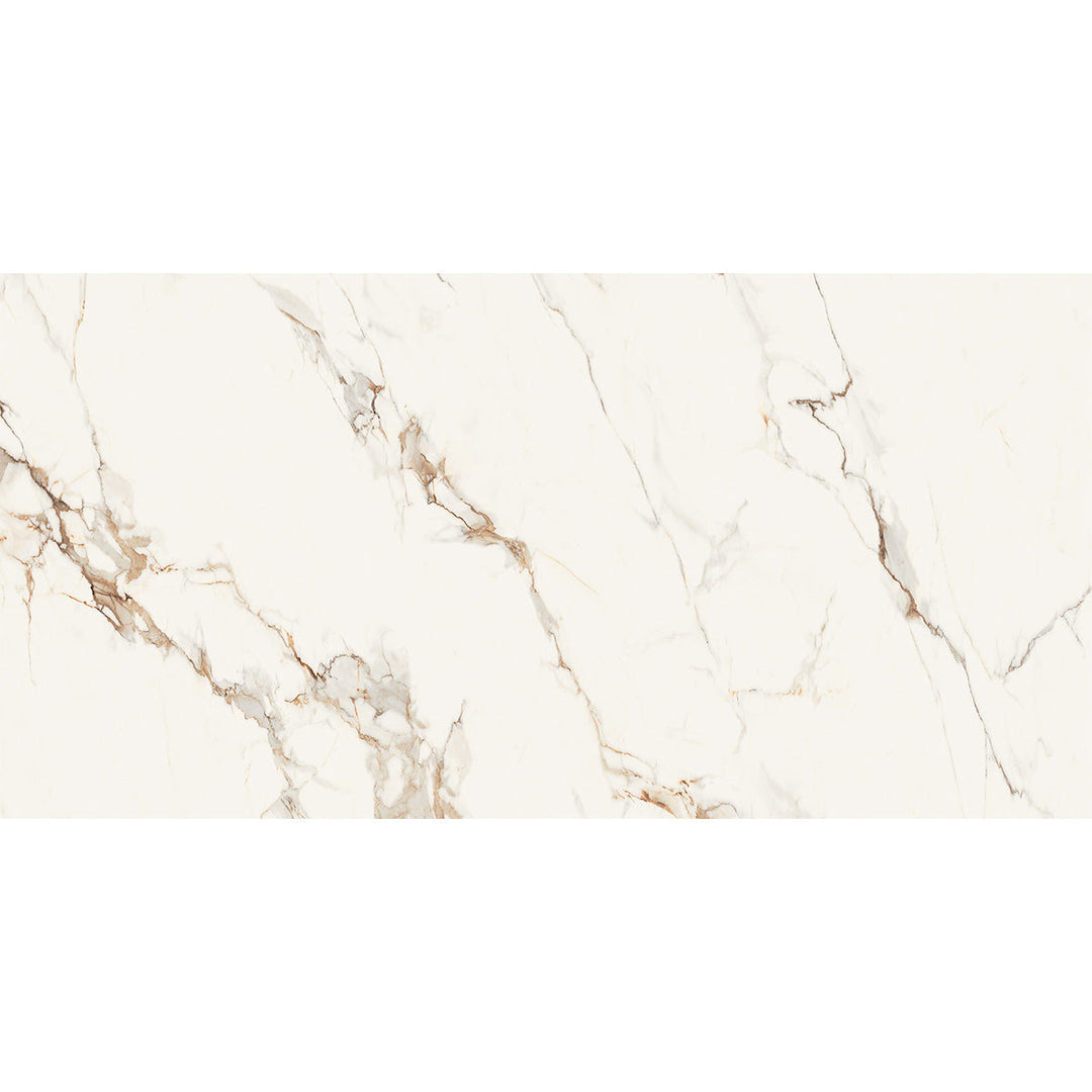 Aversa Staturio White Polished 60 x 120 Rectified Porcelain Tile - 1.44sqm perbox