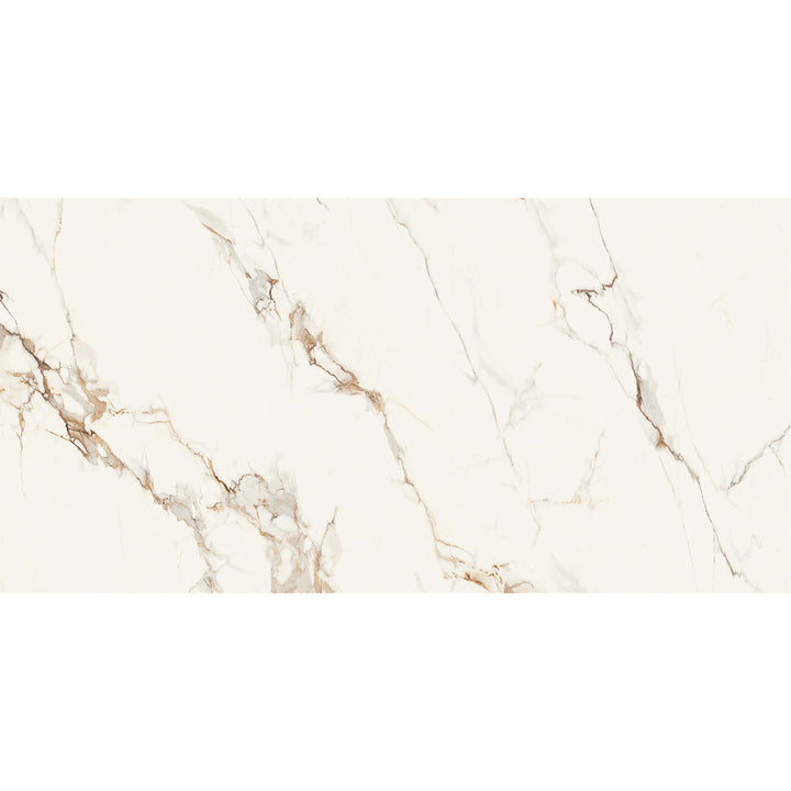 Aversa Staturio White Polished 60 x 120 Rectified Porcelain Tile - 1.44sqm perbox