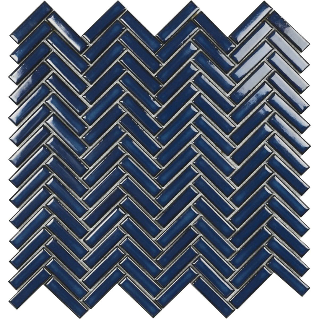 Chevron Blue Gloss 28.3 x 27.7cm Mosaic Sheet