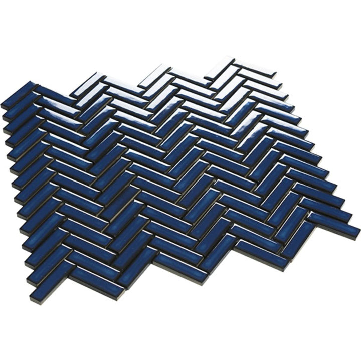 Chevron Blue Gloss 28.3 x 27.7cm Mosaic Sheet
