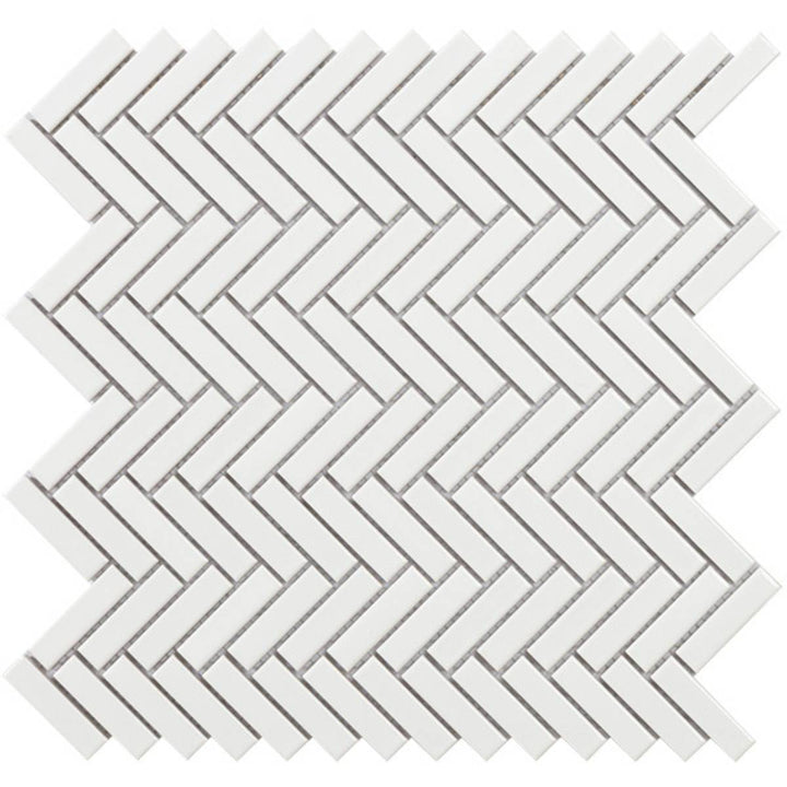 Chevron White Gloss 28.3 x 27.7cm Mosaic Sheet