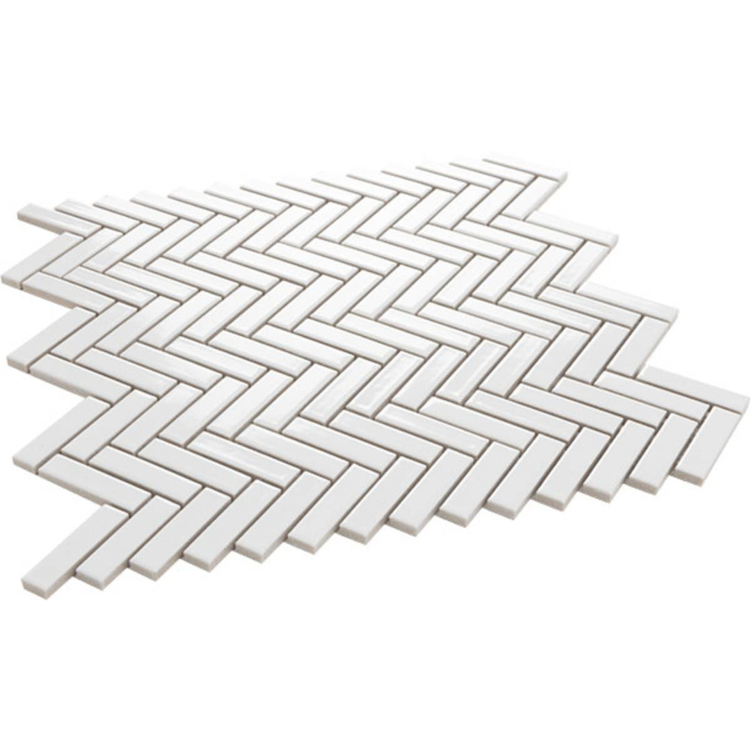 Chevron White Gloss 28.3 x 27.7cm Mosaic Sheet