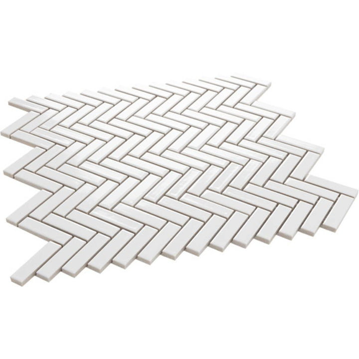 Chevron White Gloss 28.3 x 27.7cm Mosaic Sheet