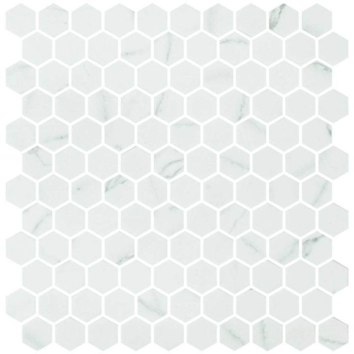 Hex Venato White Matte Non Slip 30.1 x 29.0cm Mosaic Sheet