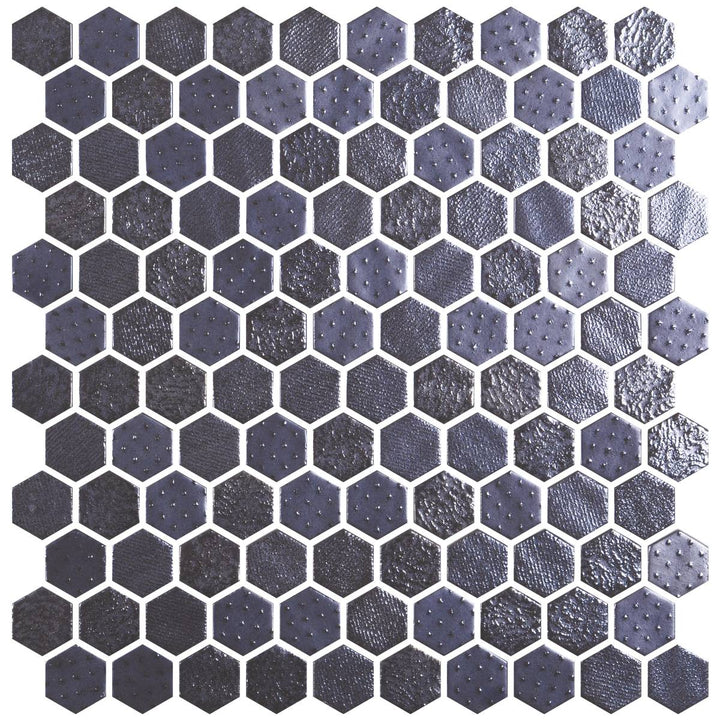 Hex Metal Black 30.1 x 29.0cm Mosaic Sheet