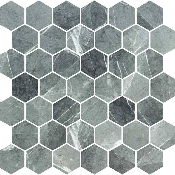 Hex XL Grafito Matte Non Slip 28.6 x 28.4cm Mosaic Sheet
