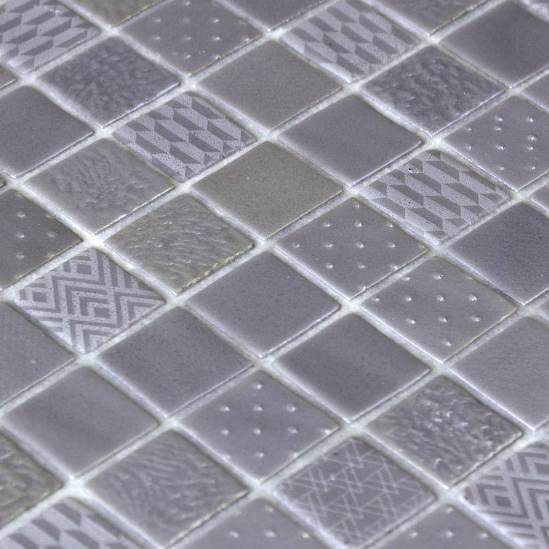 Metal Grey Square 31.1 x 31.1cm Mosaic Sheet