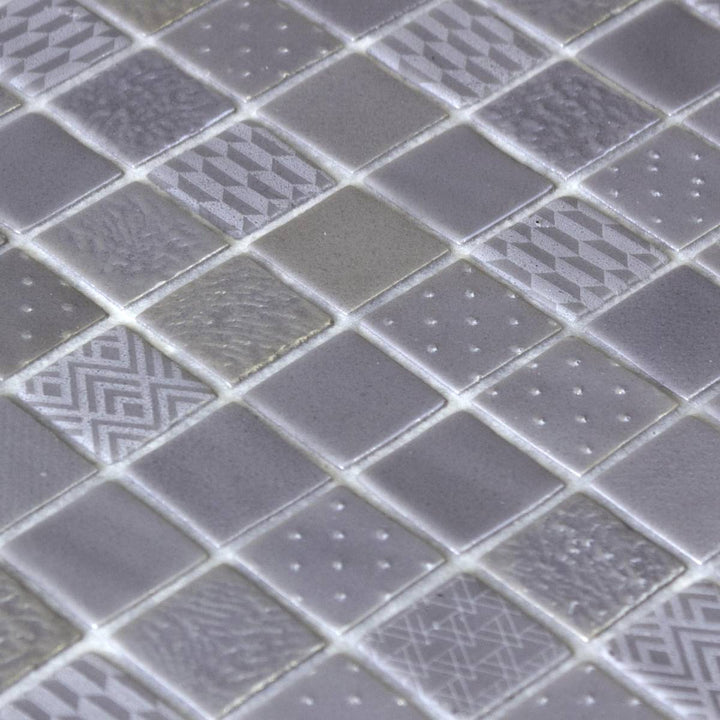 Metal Grey Square 31.1 x 31.1cm Mosaic Sheet