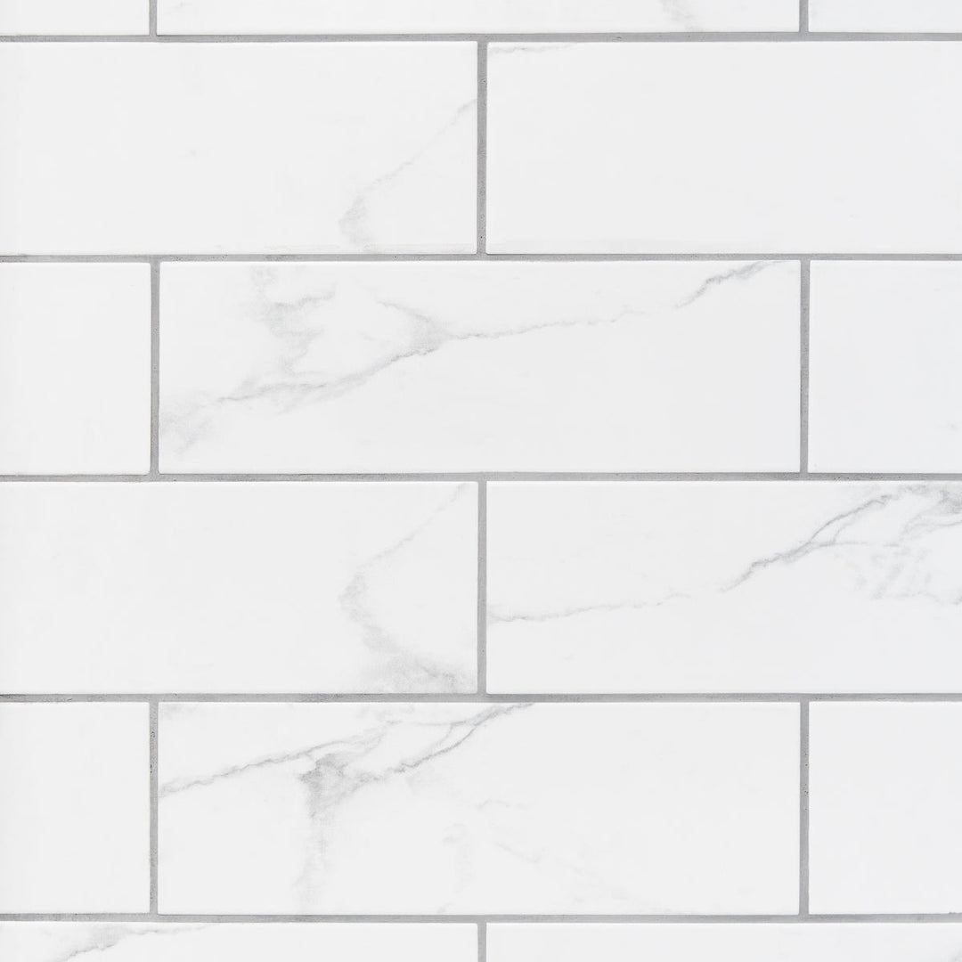 Flat Matt Carrara 10 x 30cm Brick Tile - 1.02sqm perbox