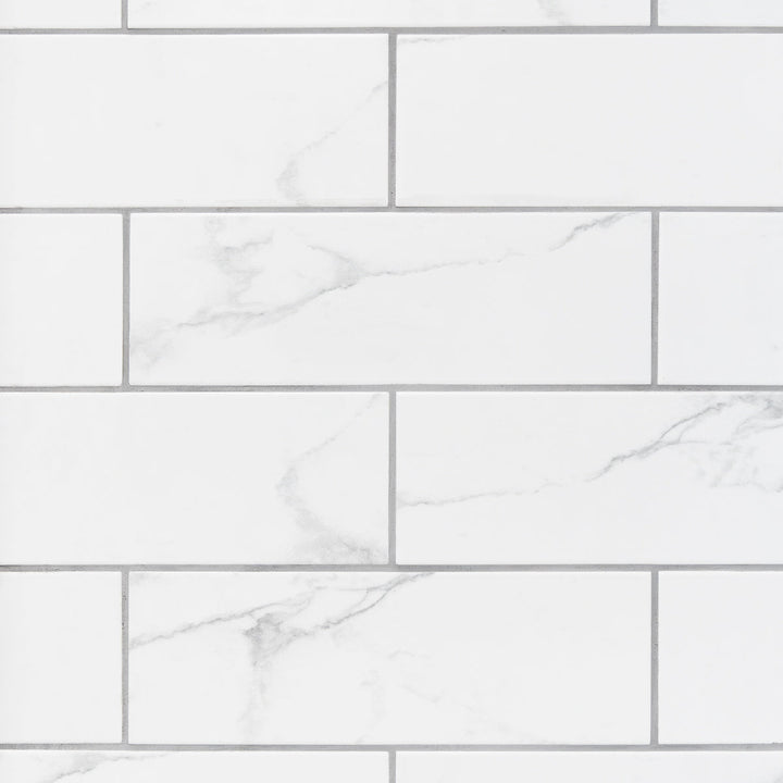 Flat Matt Carrara 10 x 30cm Brick Tile - 1.02sqm perbox
