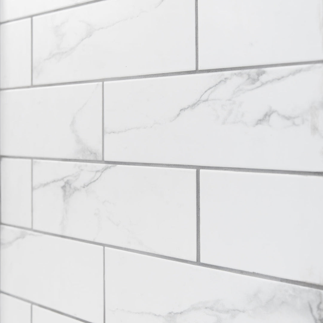 Flat Matt Carrara 10 x 30cm Brick Tile - 1.02sqm perbox