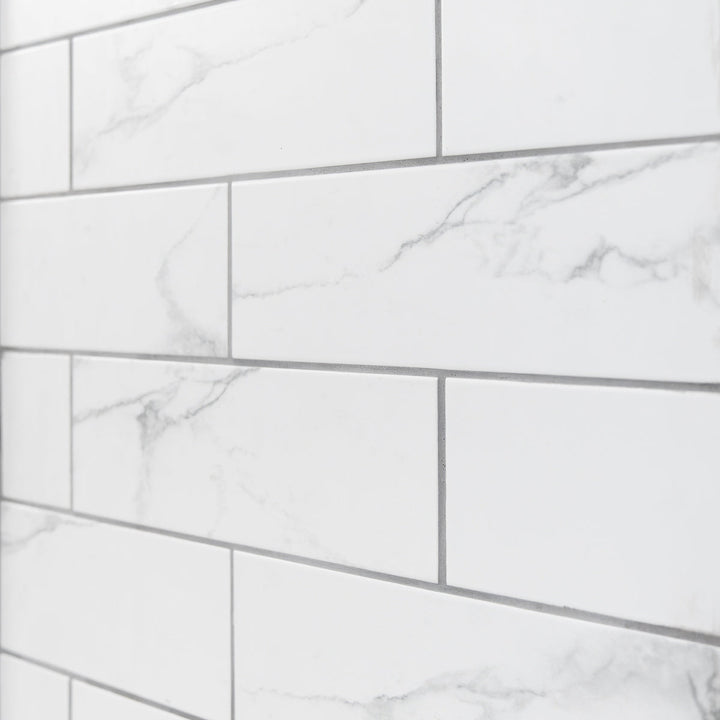 Flat Matt Carrara 10 x 30cm Brick Tile - 1.02sqm perbox