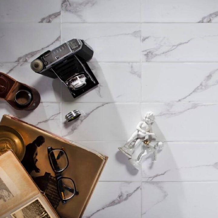 Flat Matt Carrara 10 x 30cm Brick Tile - 1.02sqm perbox