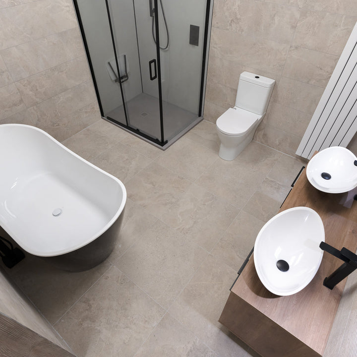 Glamstone Beige 75 x 75cm Rectified Porcelain Tile - 1.1sqm perbox