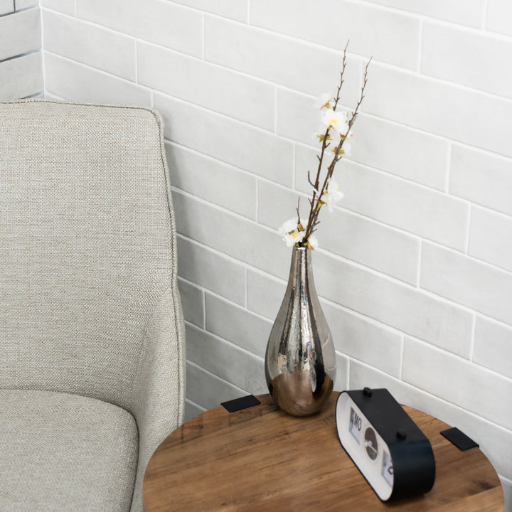 Gemstone Snow 7.5 x 30cm White Body Tile - 1sqm perbox