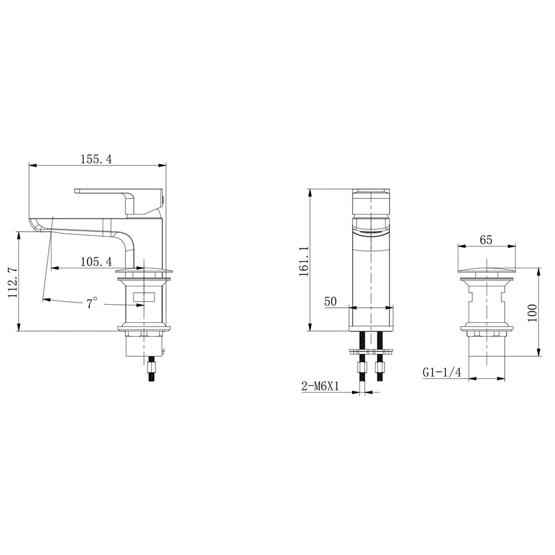 Eliseo Ricci Vesu Basin Mixer - Brushed Brass